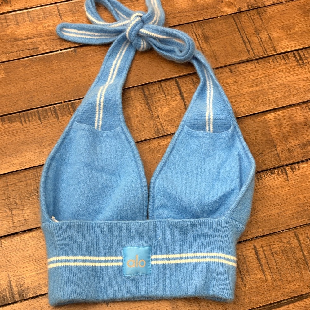 ALO Yoga Blue Cashmere Set with white stripes - Picture 4 of 6